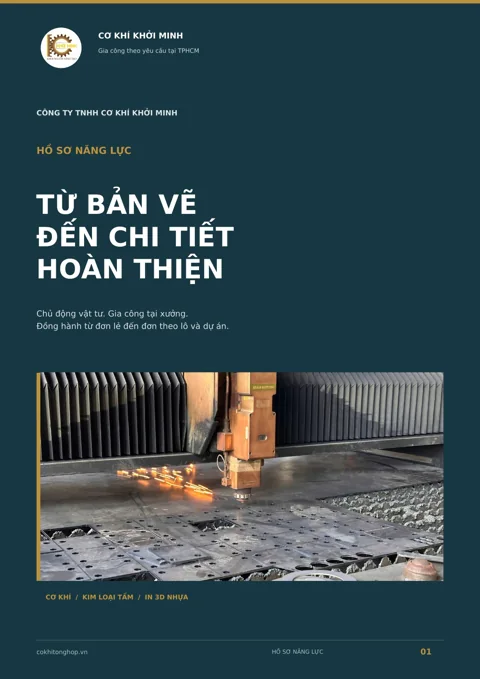 Bìa hồ sơ năng lực Cơ khí Khởi Minh: từ bản vẽ đến chi tiết hoàn thiện